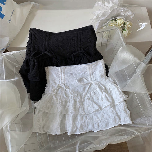 Ruched Up Layered Mini Skirts